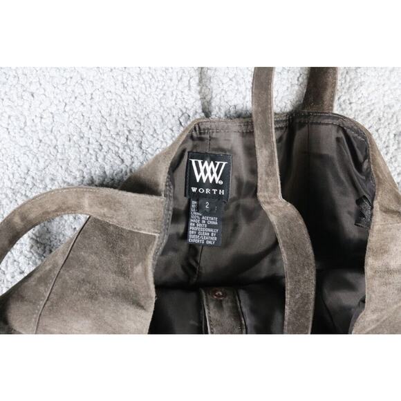 Worth Dress Suede Womens 2 Brown Suede Classic Button Front Overall - Picture 3 of 7